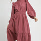 Umgee Textured Midi Dress with Ruffle Shoulder Detail