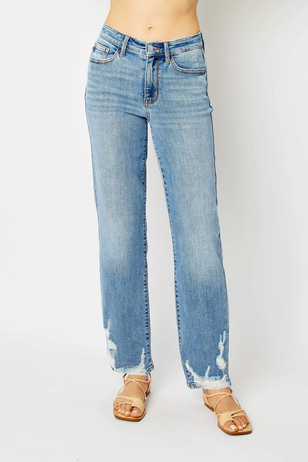 MD Judy Blue Full Size High Waist Straight Jeans with Heavy Destroy Plus Size | Jeans Daverri Fashions