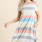 BOMBOM Striped Short Sleeve Dress with Pockets Stripe