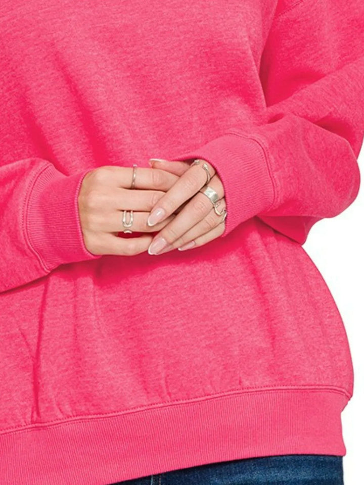 Zenana Fleece Crewneck Long Sleeve Sweatshirt Sweatshirts