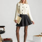Button Up Long Sleeve Crop Jacket - DAVERRI FASHIONS