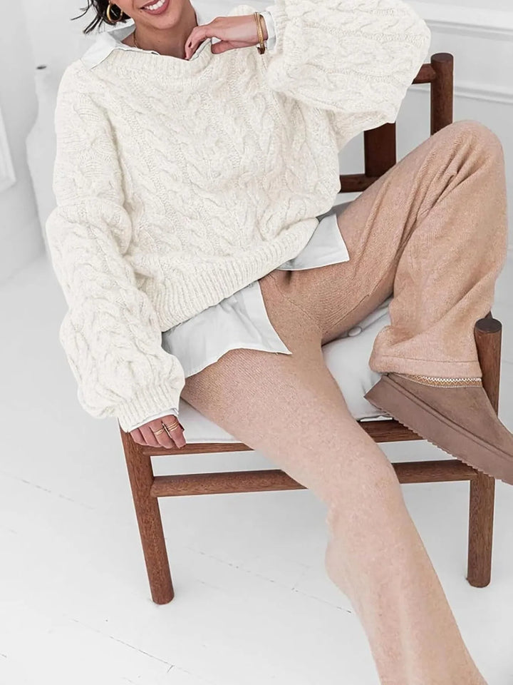 Cable Knit Long Sleeve Sweater | Sweaters Daverri Fashions