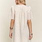 ADORA Ruffled Eyelet Round Neck Dress
