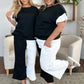 Double Take Full Size Texture Contrast T-Shirt and Wide Leg Pants Set Outfit Sets