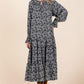 Mittoshop Printed Tie Neck Flounce Sleeve Midi Dress - DAVERRI FASHIONS