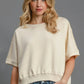 Umgee Full Size Lightweight Cropped Sweatshirt Plus Size ECRU