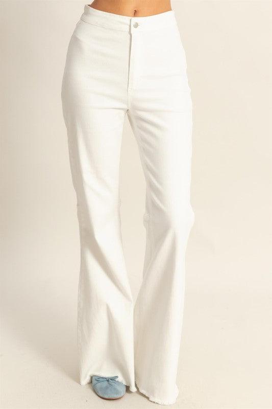 HYFVE Raw Hem High-Waist Washed Flared Jeans Jeans
