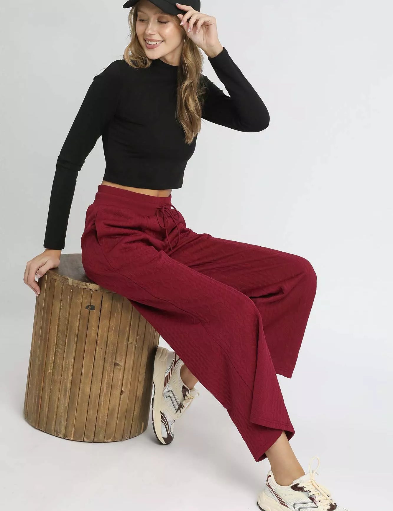 Umgee Cable Knit Textured Wide Leg Pants | Pants Daverri Fashions