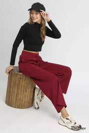 Umgee Cable Knit Textured Wide Leg Pants | Pants Daverri Fashions