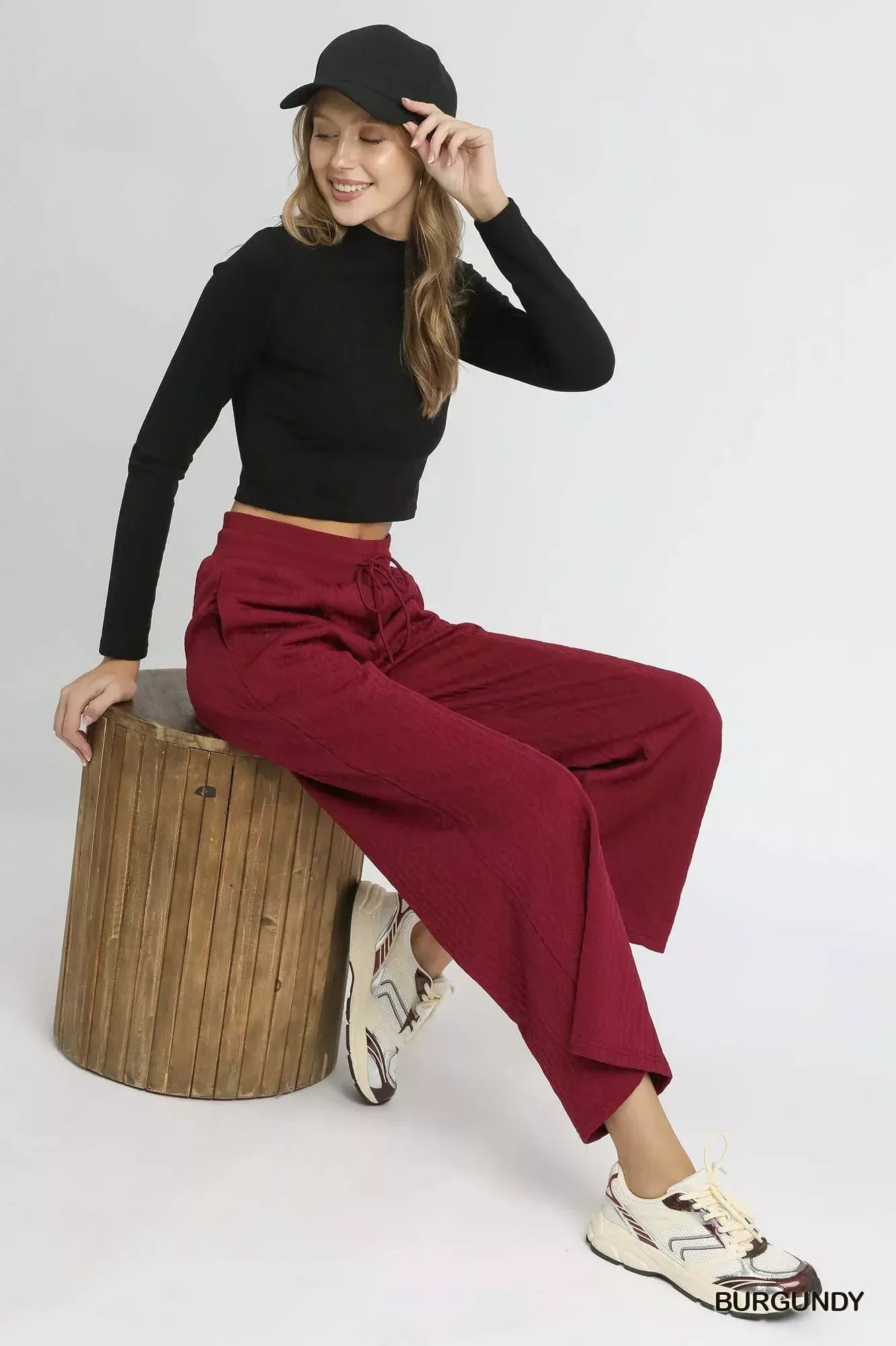 Umgee Cable Knit Textured Wide Leg Pants - DAVERRI FASHIONS