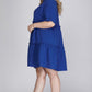 She + Sky Full Size Button Front Frill Tiered Mini Dress Plus Size