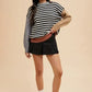 Annie Wear Striped Color Block Round Neck Sweater - DAVERRI FASHIONS