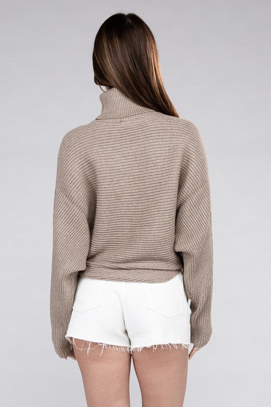 Viscose Dolman Sleeve Turtleneck Sweater Tops