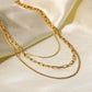 18K Gold-Plated Three Layered Necklace - DAVERRI FASHIONS