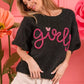 BiBi Metallic Letter Short Puff Sleeve Hairy Sweater - DAVERRI FASHIONS
