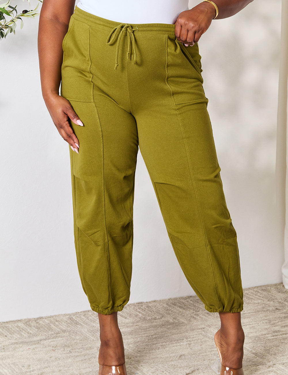 Culture Code Full Size Drawstring Sweatpants with pockets True Moss