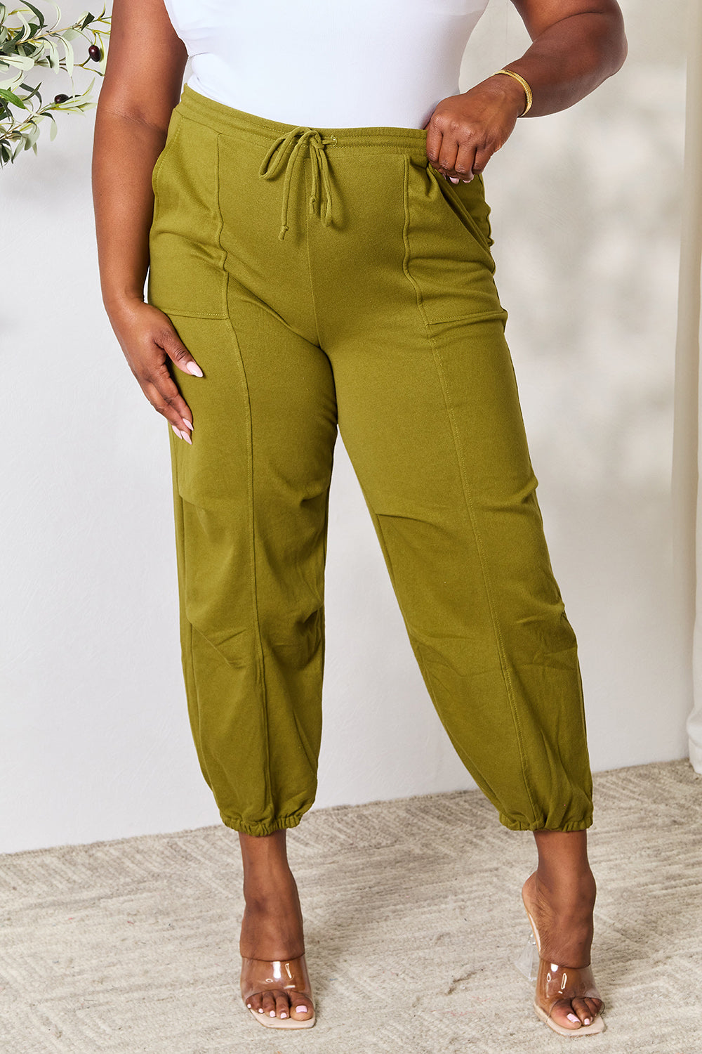 Culture Code Full Size Drawstring Sweatpants with pockets True Moss