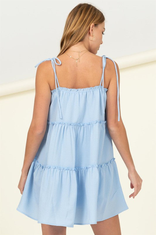 Better Days Tie-Strap Tiered Mini Dress Babydoll Dresses