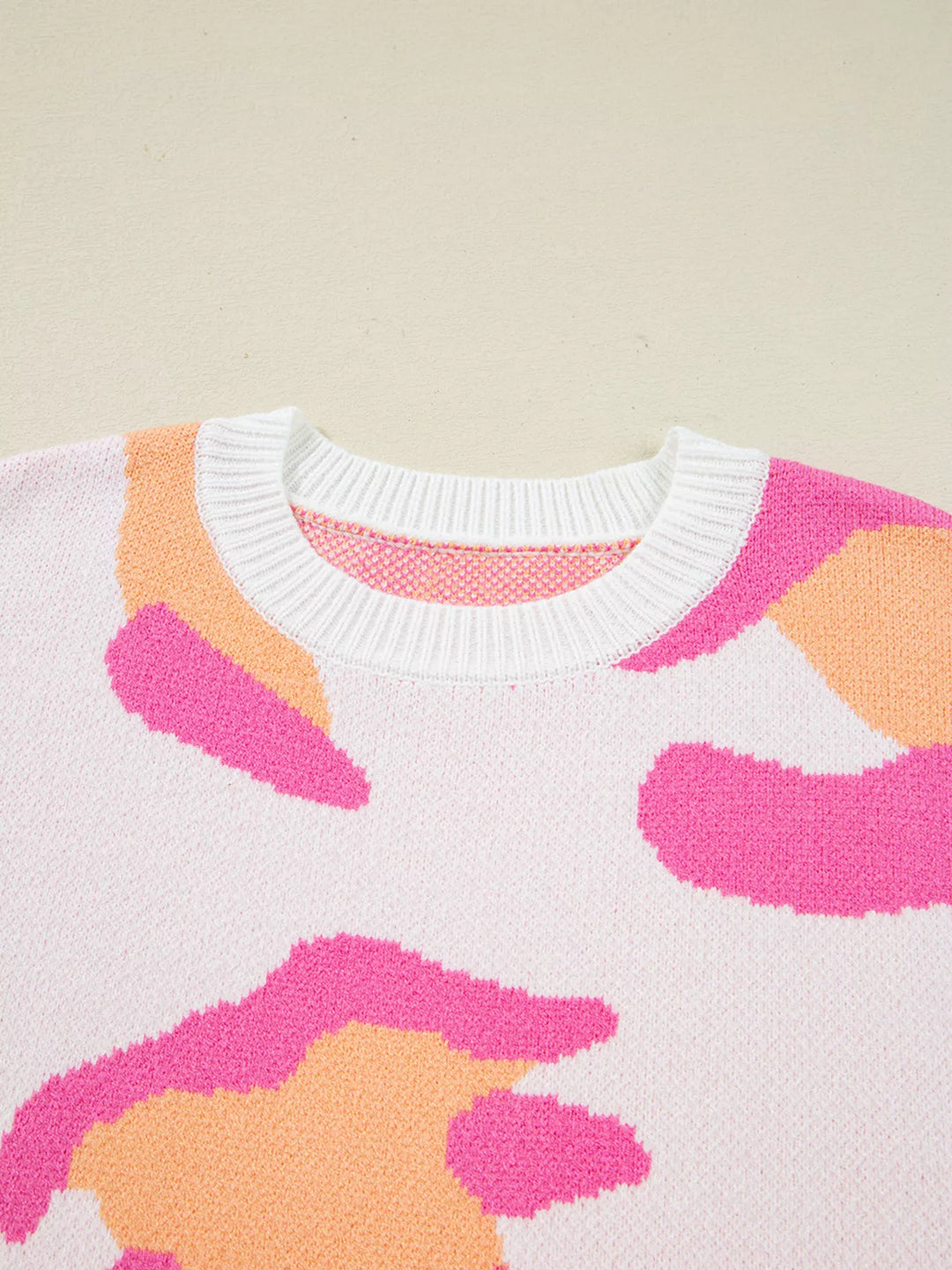 Leopard Print Drop Shoulder Baggy Sweater | Sweaters Daverri Fashions