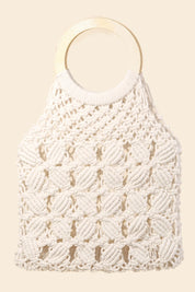 Fame Boho Braided Wooden Top Handle Bag | Handbags Daverri Fashions