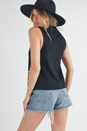 Aemi + Co Heart Rivet Detail Suede Vest Coat S | Vests Daverri Fashions
