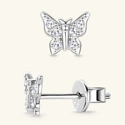 Moissanite 925 Sterling Silver Butterfly Stud Earrings | Sterling Silver Earrings Daverri Fashions