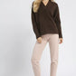 Umgee V-Neck Sweater with Wide Trim Detail - DAVERRI FASHIONS