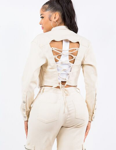 American Bazi Laced Back Cropped Jacket