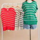 VERY J Striped Knit Sweater Vest Top