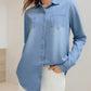 Daverri Fashions Full Size Button-Up Long Sleeve Denim Shirt Plus Size - DAVERRI FASHIONS