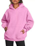 Pink kangaroo pocket long sleeve hoodie in soft cozy fabric
