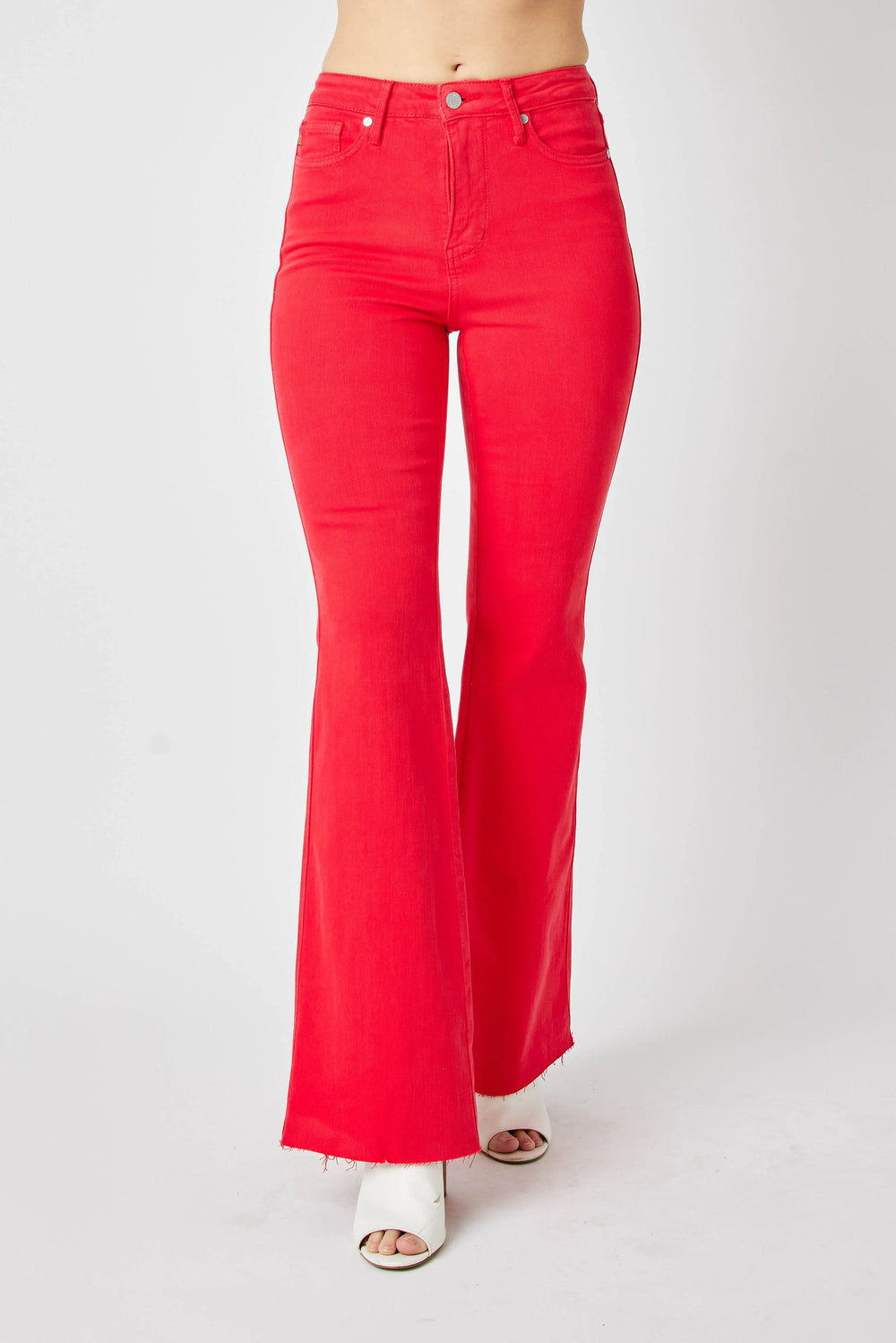 Judy Blue Full Size Hw Tummy Control Garment Dyed Flare Jeans Plus Size Jeans