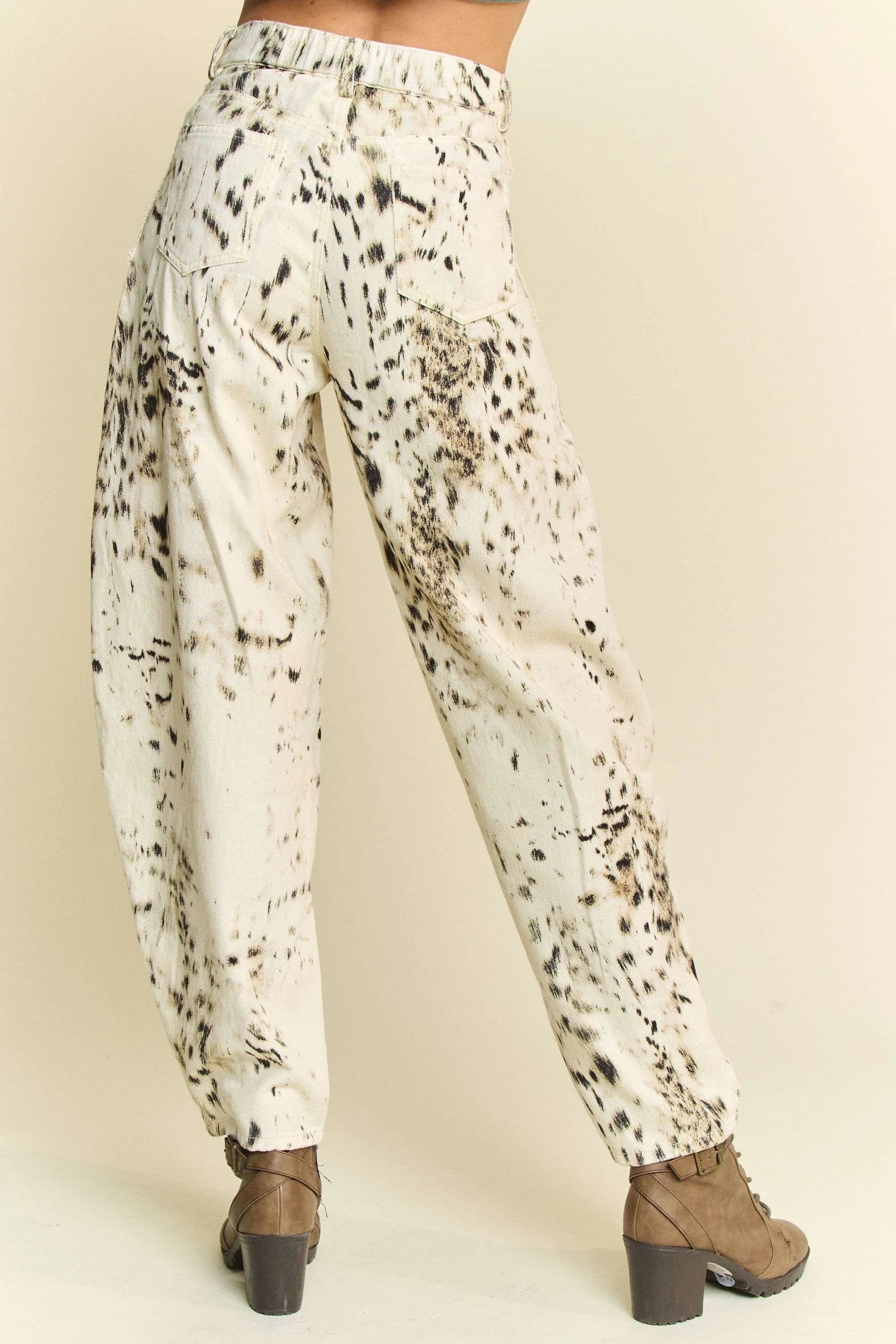 Davi & Dani Abstract Tie Dye Dot Lace Detail Barrel Pants | Pants Daverri Fashions