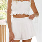 Daverri white ruffled square neck cami and shorts set
