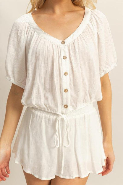 HYFVE Drawstring Hem Short Sleeve Top and Skort Set - DAVERRI FASHIONS