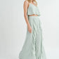 MABLE Crop Cami and Ruffled Wide Leg Pants Set Outfit Sets