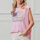BiBi pink sleeveless knit top with sequined American flag design