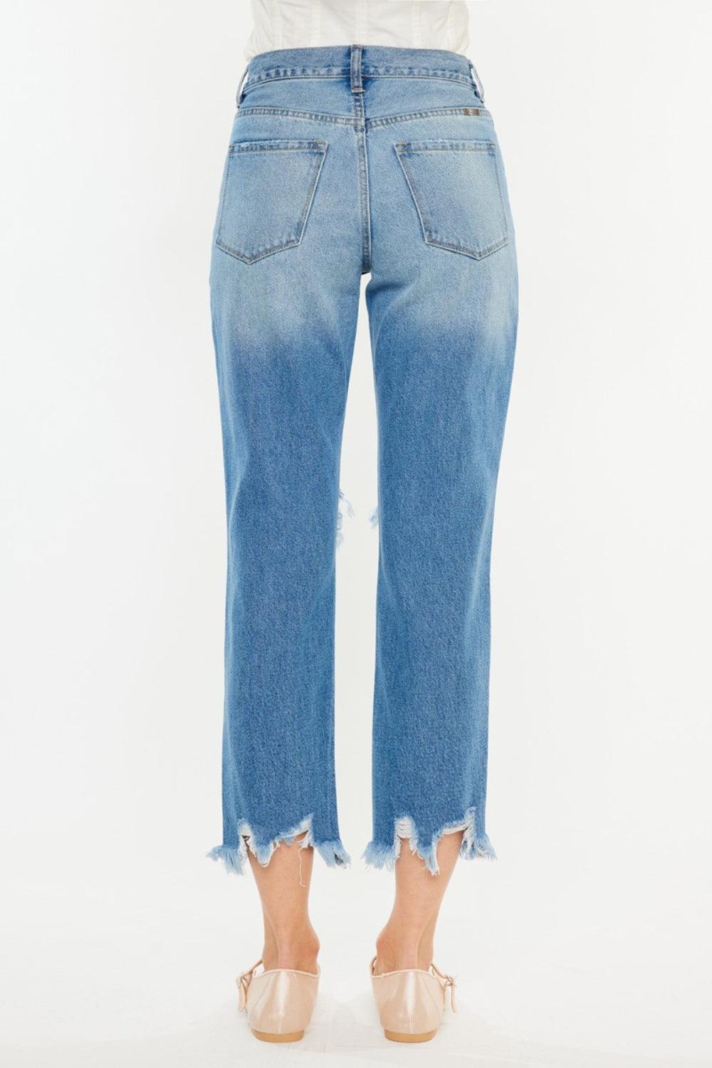 Kancan Distressed Frayed Hem Cropped Jeans | Jeans Daverri Fashions