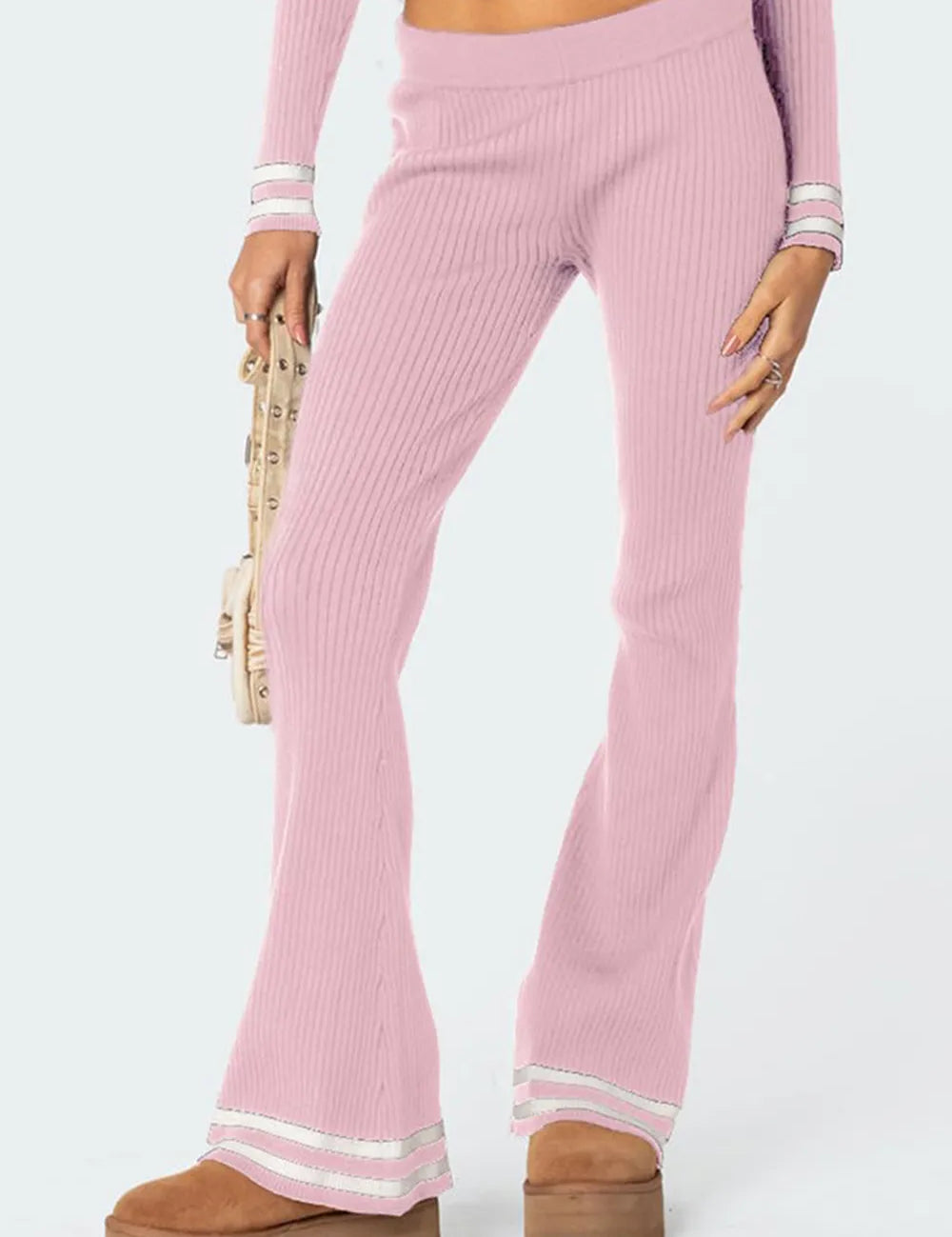 Blush Pink Zip Up Long Sleeve Top and Pants Set | Outfit Sets Daverri Fashions