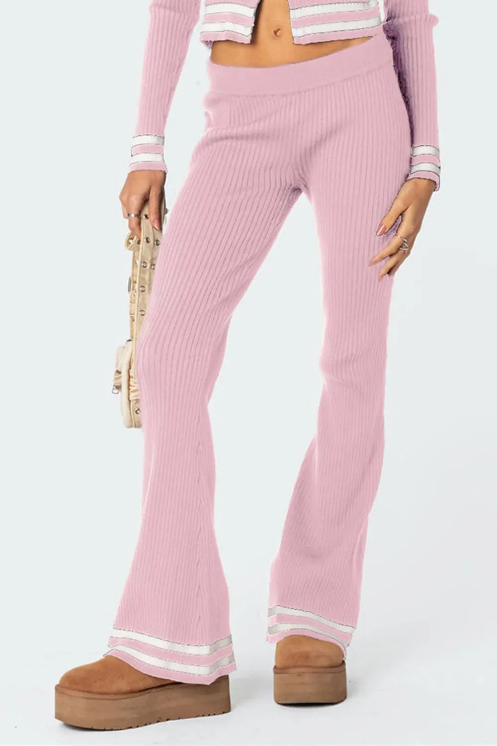 Blush Pink Zip Up Long Sleeve Top and Pants Set | Outfit Sets Daverri Fashions