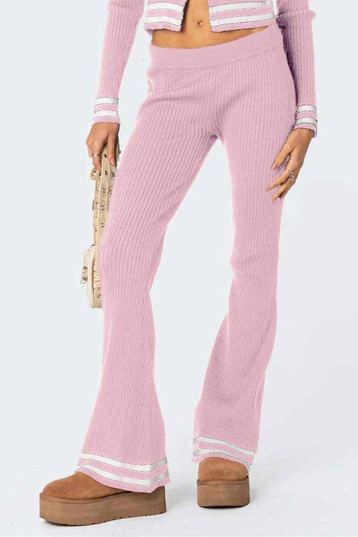 Blush Pink Zip Up Long Sleeve Top and Pants Set | Outfit Sets Daverri Fashions
