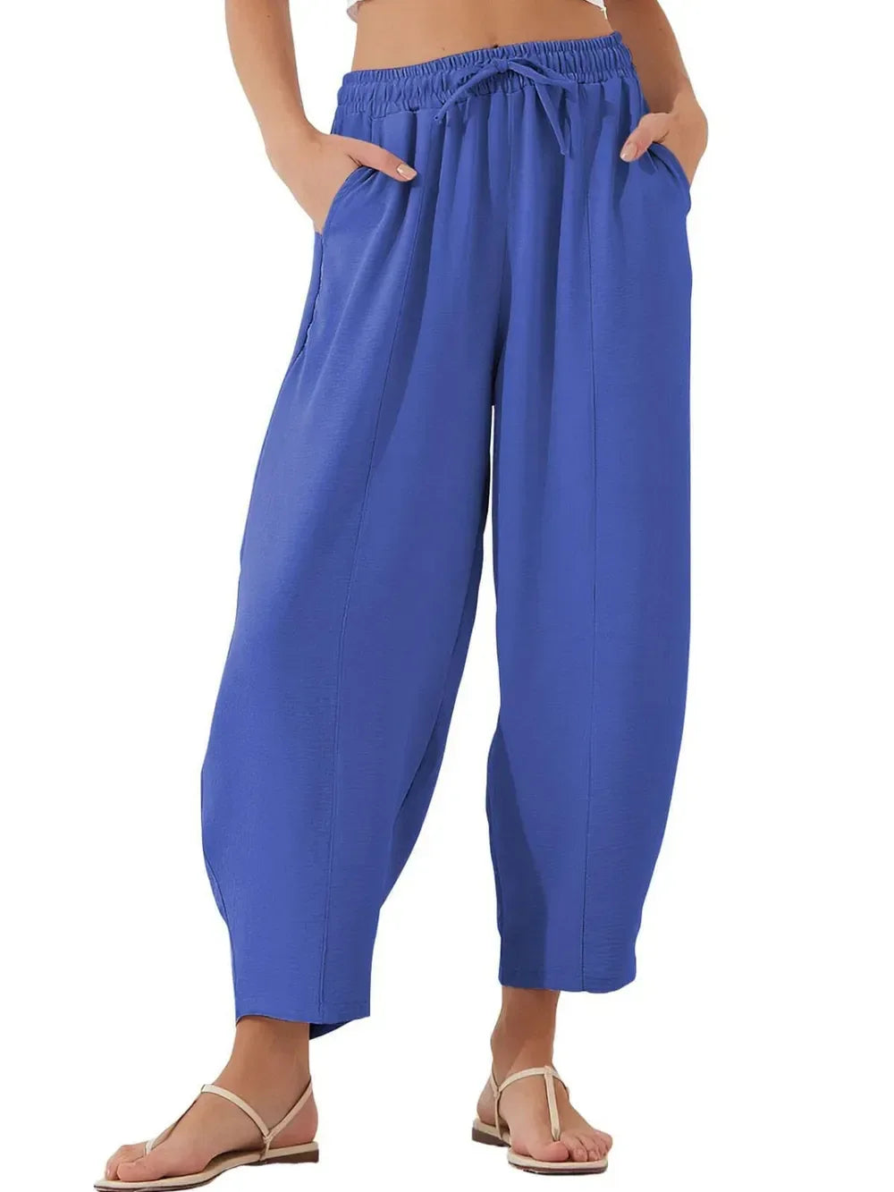 Full Size Drawstring Cropped Jogger Pants Plus Size - DAVERRI FASHIONS