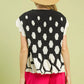 Umgee Hexagon Print Peplum Top with black and white geometric pattern