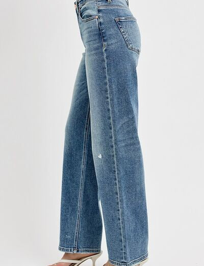 RISEN Full Size Distressed Wide Leg Jeans Plus Size