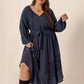 Plus Size Lace Detail Tie Neck Long Sleeve Midi Dress - DAVERRI FASHIONS