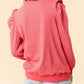 Striped Puff Sleeve Hoodie with Drawstring - DAVERRI FASHIONS