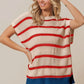 BiBi Fourth Of July Stripe Drop Shoulder Sweater OATMEAL RED NAVY Sweaters