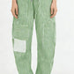 Daverri Striped Wide-Leg Pants in green and white vertical stripes