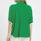 Umgee Textured Knit Top with Striped Contrast Trim - DAVERRI FASHIONS