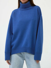 Turtle Neck Dropped Shoulder Sweater | Sweaters Daverri Fashions